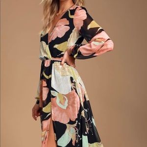 Lulus black floral maxi dress